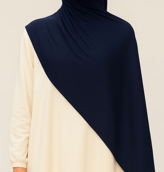Dunkel Blau Baumwoll Hijab