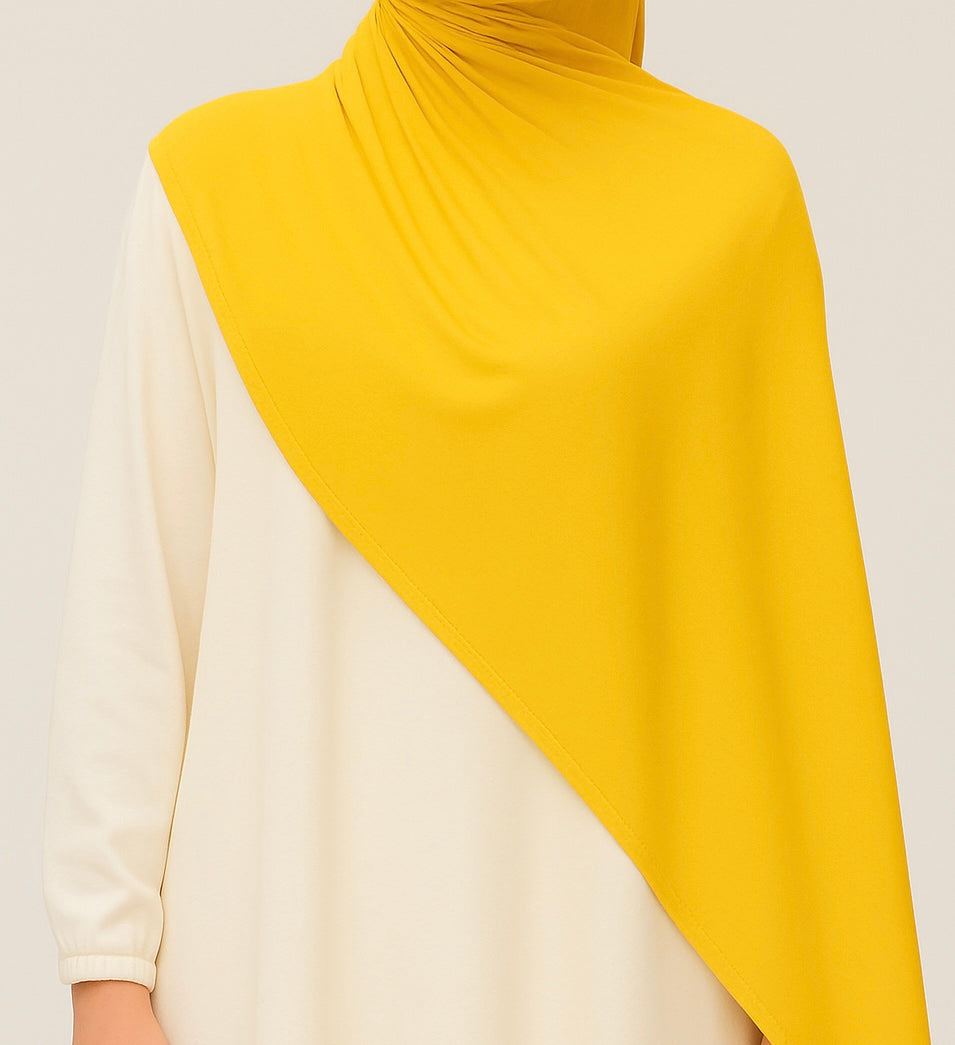 حجاب قطن جيرسي أصفر 