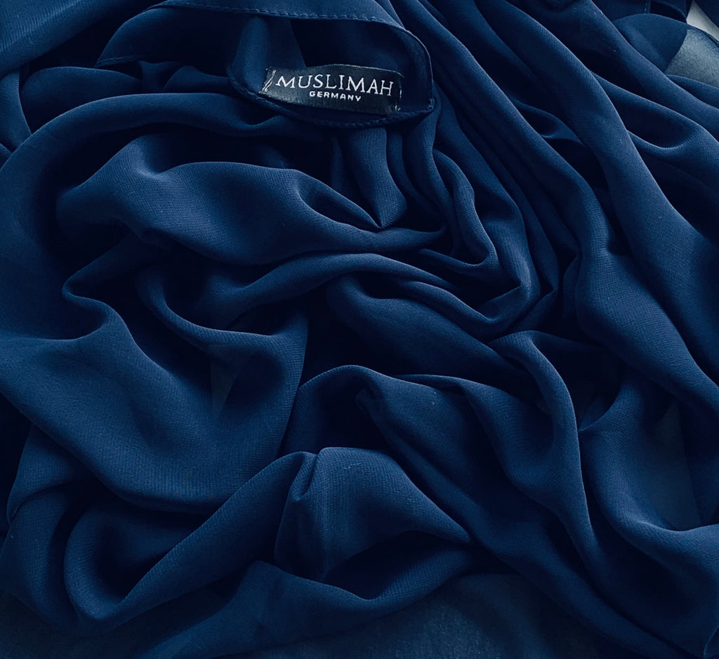 Dark Blue Premium Chiffon Hijab - Muslimah.de